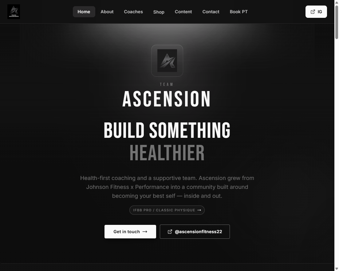 Ascension Fitness website