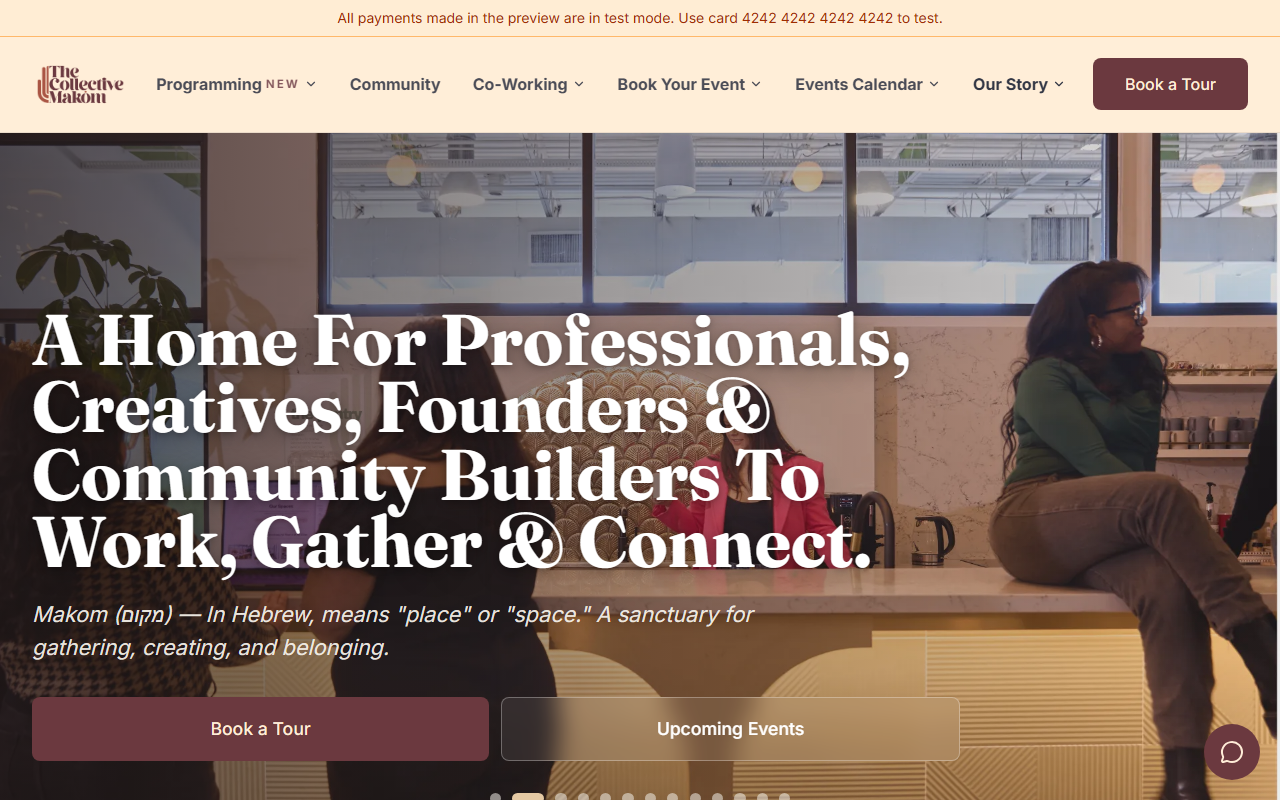 The Collective Makom coworking and community space website